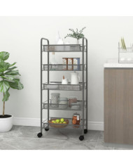 Chariot de cuisine à 5 niveaux Gris 46x26x105 cm Fer | Mobilier & Déco
