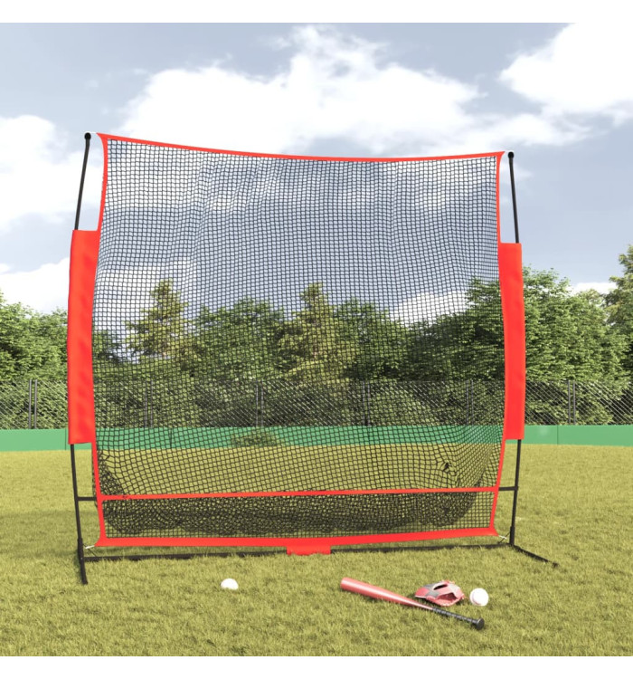 Filet de baseball portable noir/rouge 215x107x216 cm polyester | Mobilier & Déco
