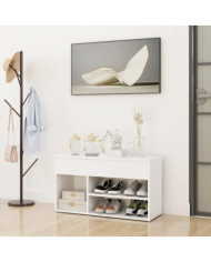 Banc à chaussures Blanc 80x30x45 cm Bois d’ingénierie | Mobilier & Déco