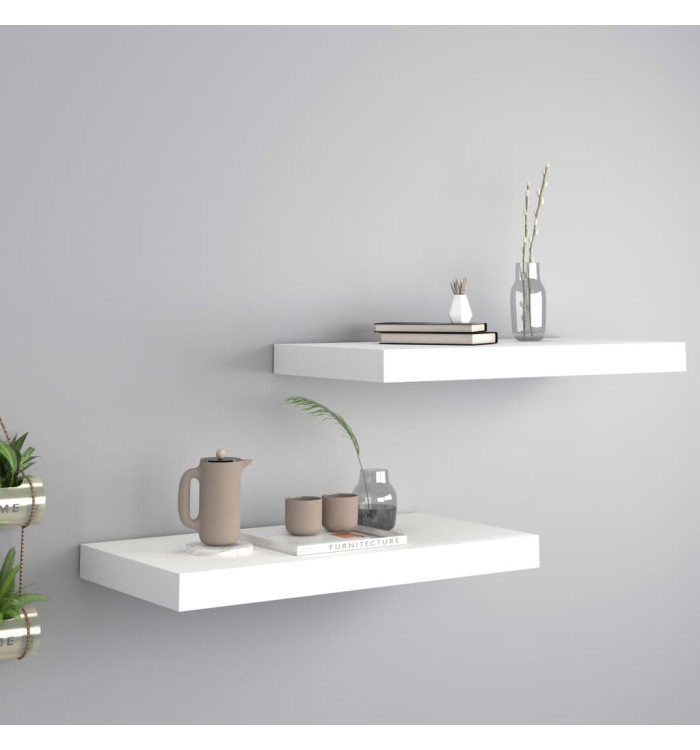 Étagères murales flottantes 2 pcs blanc 50x23x3,8 cm MDF | Mobilier & Déco