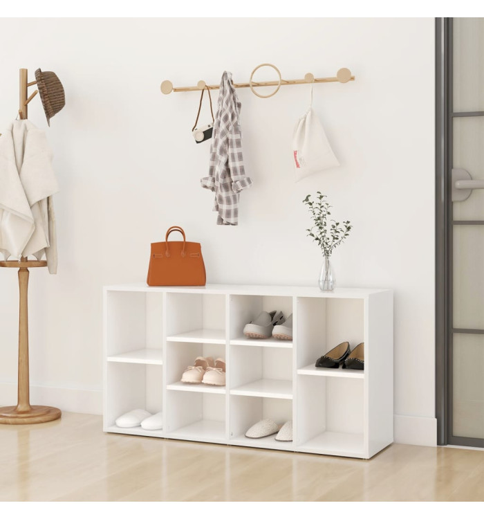 Banc à chaussures Blanc 103x30x54,5 cm Bois d’ingénierie | Mobilier & Déco