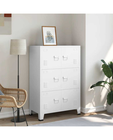 Coffre de rangement industriel Blanc 75x40x115 cm Métal | Mobilier & Déco