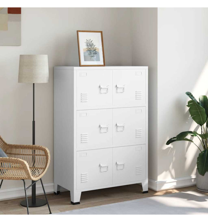 Coffre de rangement industriel Blanc 75x40x115 cm Métal | Mobilier & Déco