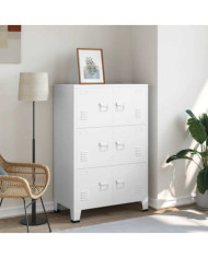 Coffre de rangement industriel Blanc 75x40x115 cm Métal | Mobilier & Déco