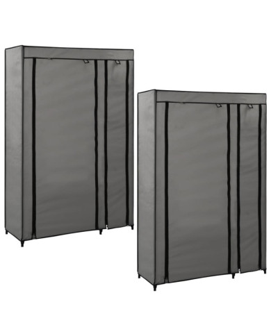 Garde-robes pliables 2 pcs Gris 110x45x175 cm Tissu | Mobilier & Déco