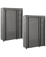 Garde-robes pliables 2 pcs Gris 110x45x175 cm Tissu | Mobilier & Déco