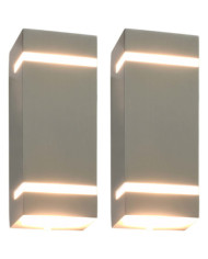 Appliques murales d'extérieur 2 pcs 35 W Argenté Rectangulaire | Mobilier & Déco
