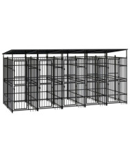 Chenil d'extérieur avec toit pour chiens Acier 9,22 m² | Mobilier & Déco