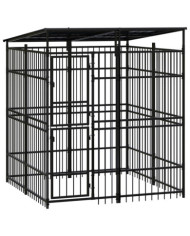 Chenil d'extérieur avec toit pour chiens Acier 3,69 m² | Mobilier & Déco