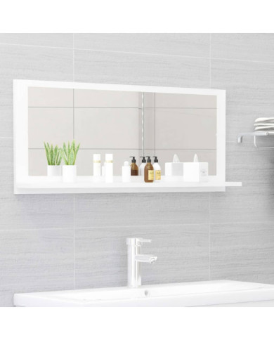 Miroir de salle de bain Blanc brillant Bois d’ingénierie | Mobilier & Déco