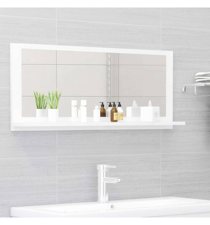 Miroir de salle de bain Blanc brillant Bois d’ingénierie | Mobilier & Déco