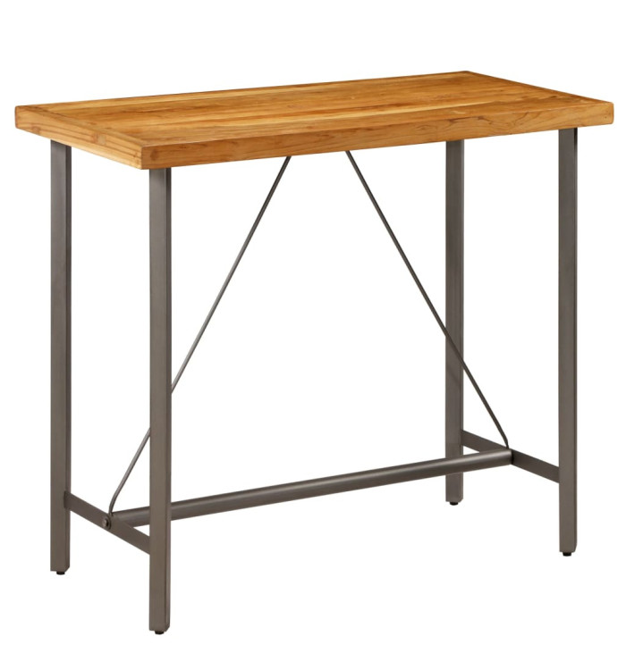 Table de bar Teck recyclé massif 120x58x106 cm | Mobilier & Déco