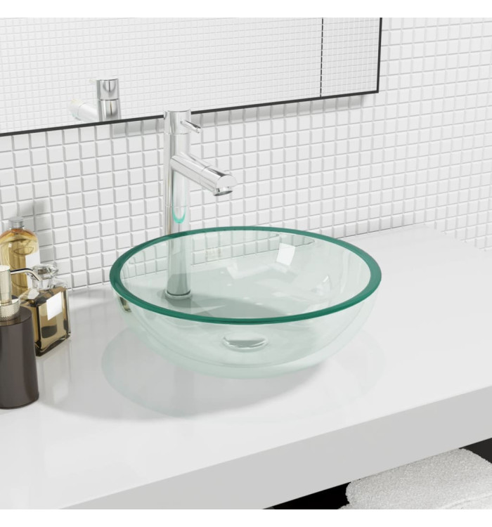 Lavabo Verre trempé 35x12 cm Transparent | Mobilier & Déco