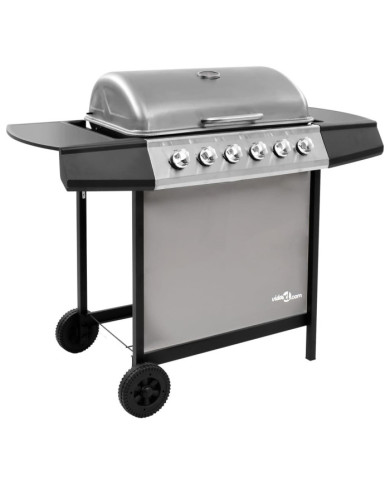 Barbecue gril à gaz avec 6 brûleurs Noir et argenté | Mobilier & Déco