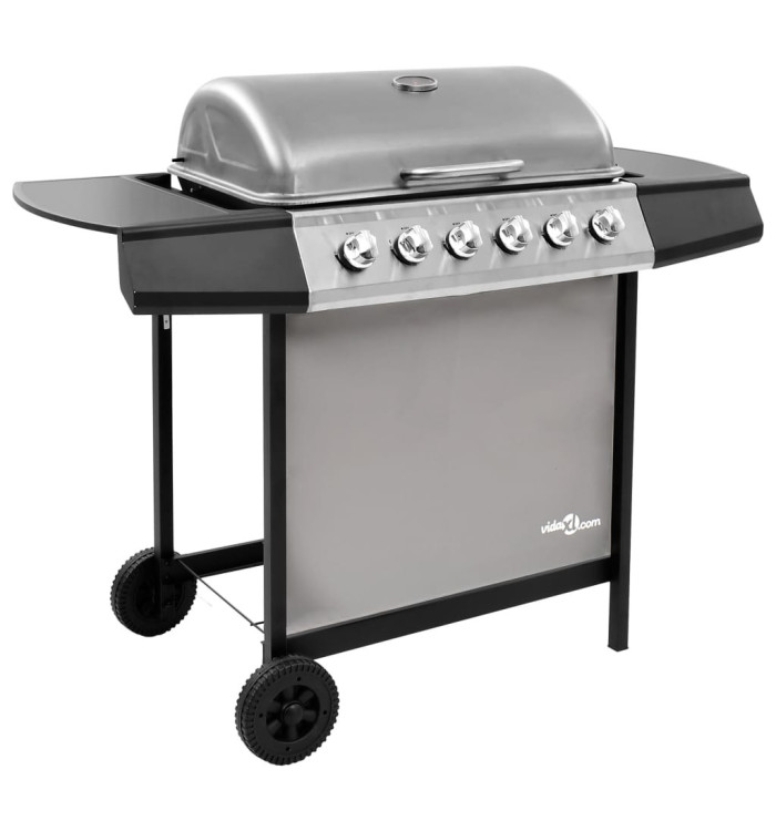 Barbecue gril à gaz avec 6 brûleurs Noir et argenté | Mobilier & Déco