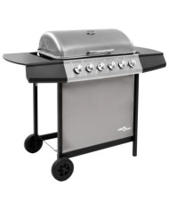 Barbecue gril à gaz avec 6 brûleurs Noir et argenté | Mobilier & Déco