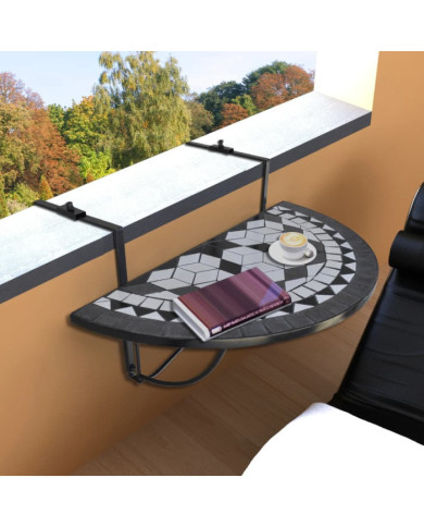 Table suspendue de balcon Noir et blanc Mosaïque | Mobilier & Déco