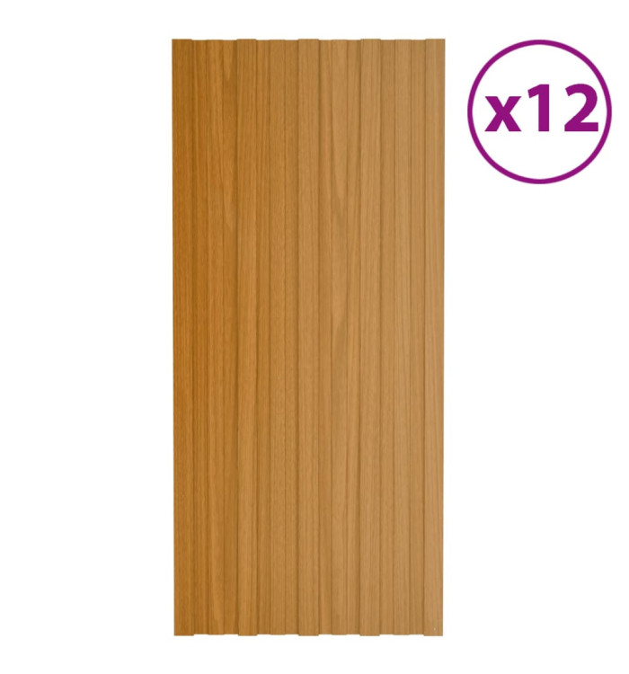 Panneaux de toiture 12 pcs acier galvanisé naturel 100x45 cm | Mobilier & Déco