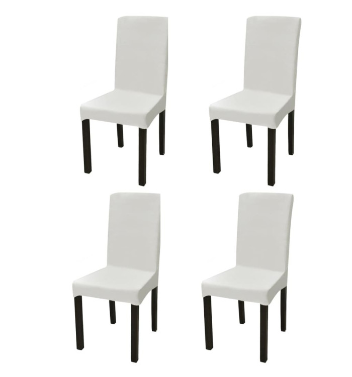 Housse de chaise droite extensible 4 pcs Crème | Mobilier & Déco