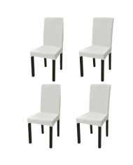 Housse de chaise droite extensible 4 pcs Crème | Mobilier & Déco