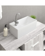 Lavabo blanc 48x25x15 cm céramique | Mobilier & Déco