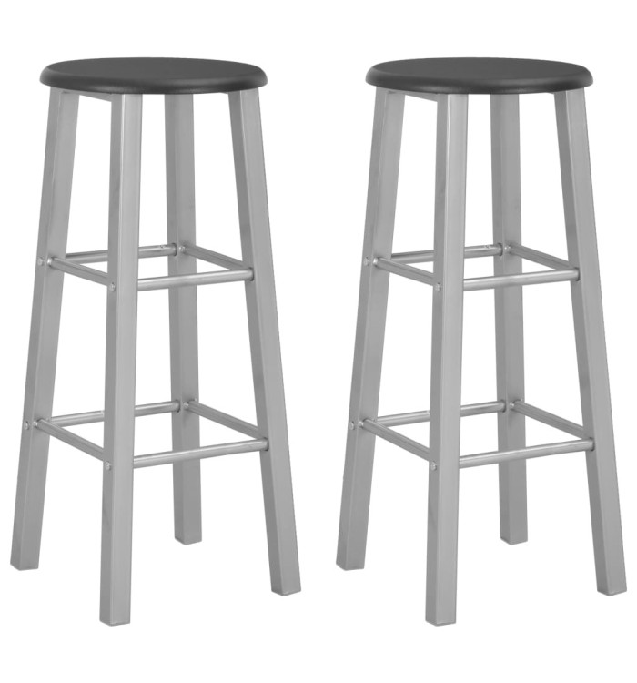 Tabourets de bar lot de 2 argenté MDF | Mobilier & Déco
