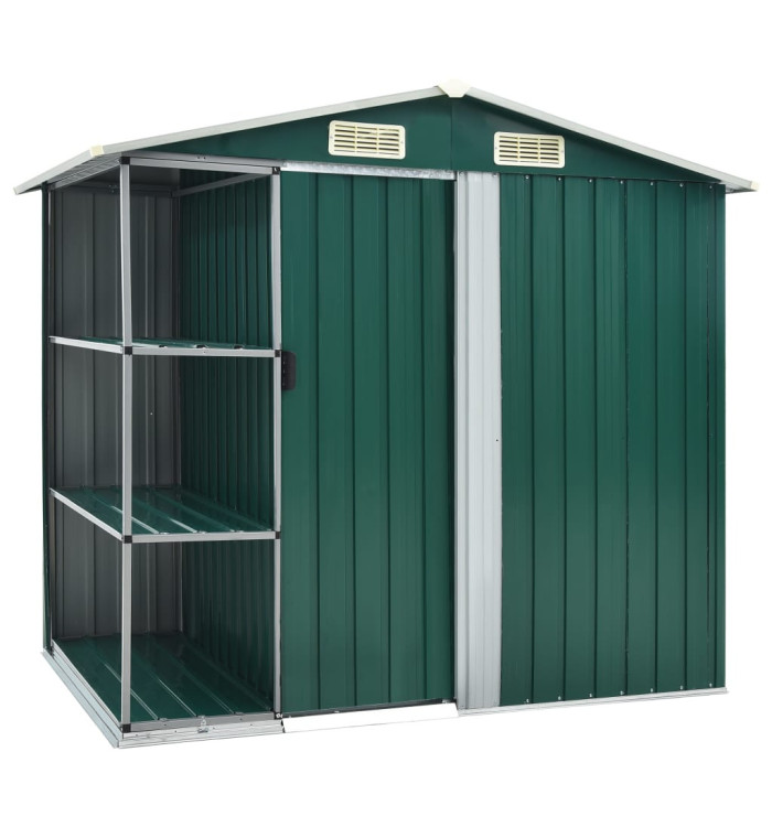 Abri de jardin avec étagère Vert 205x130x183 cm Fer | Mobilier & Déco