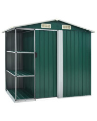 Abri de jardin avec étagère Vert 205x130x183 cm Fer | Mobilier & Déco