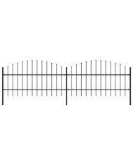Clôture de jardin à dessus en lance Acier (0,75-1)x3,4 m Noir | Mobilier & Déco