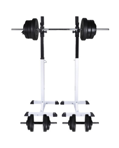 Support d'haltères avec jeu d'haltères et de poids 60,5 kg | Mobilier & Déco
