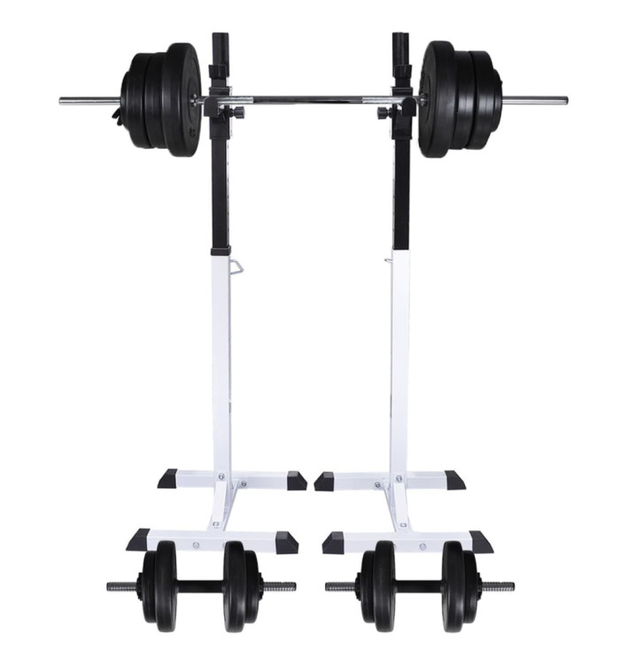 Support d'haltères avec jeu d'haltères et de poids 60,5 kg | Mobilier & Déco