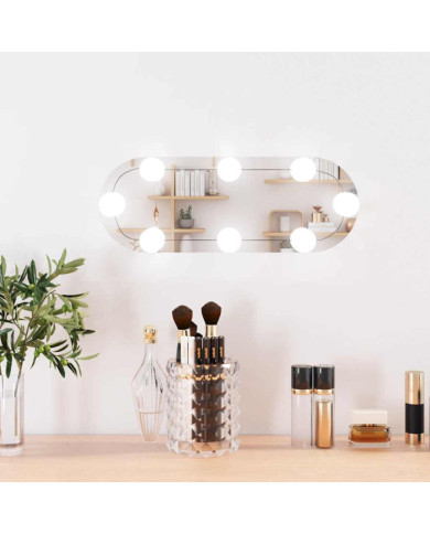 Miroir mural avec lumières LED 15x40 cm verre ovale | Mobilier & Déco