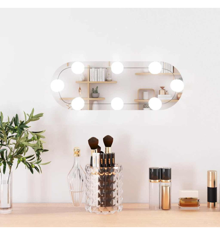 Miroir mural avec lumières LED 15x40 cm verre ovale | Mobilier & Déco