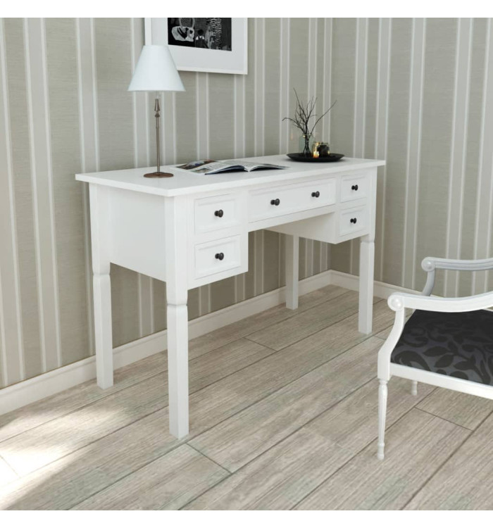 Bureau blanc à 5 tiroirs | Mobilier & Déco