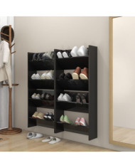 Armoires à chaussures murales 4 pcs noir brillant 60x18x60 cm | Mobilier & Déco