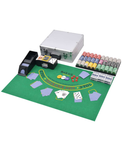Jeu de Poker/Blackjack mixte avec 600 jetons Laser Aluminium | Mobilier & Déco