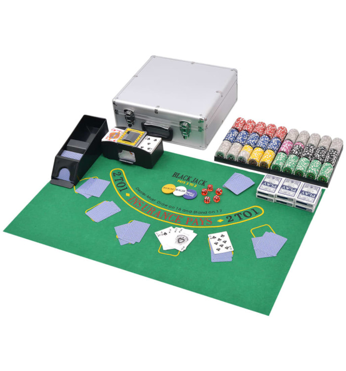 Jeu de Poker/Blackjack mixte avec 600 jetons Laser Aluminium | Mobilier & Déco