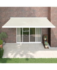 Auvent rétractable crème 4,5x3 m tissu et aluminium | Mobilier & Déco
