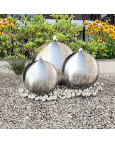 3 pcs Sphères de fontaine de jardin avec LED Acier inoxydable | Mobilier & Déco