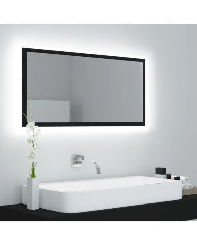Miroir à LED de salle de bain Noir 90x8,5x37 cm Acrylique | Mobilier & Déco