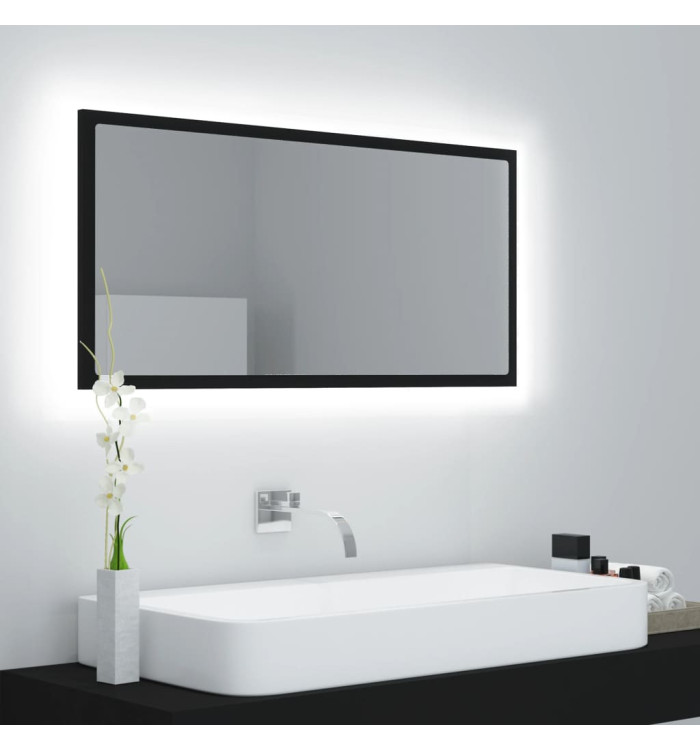 Miroir à LED de salle de bain Noir 90x8,5x37 cm Acrylique | Mobilier & Déco