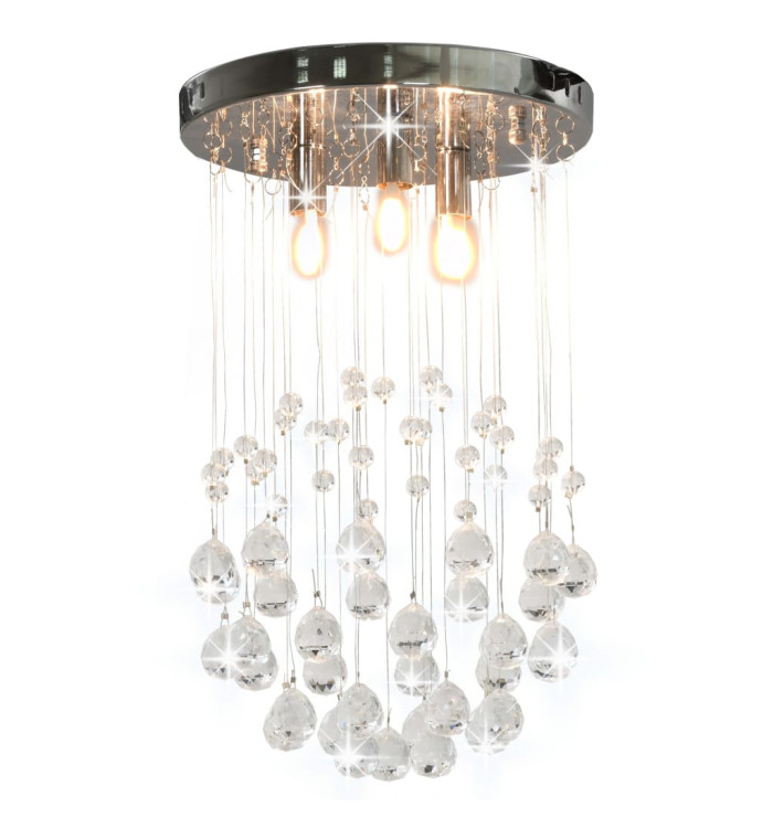 Plafonnier avec perles de cristal Argenté Sphère 3 ampoules G9 | Mobilier & Déco