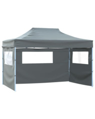 Tente de réception pliable avec 3 parois 3x4 m Acier Anthracite | Mobilier & Déco