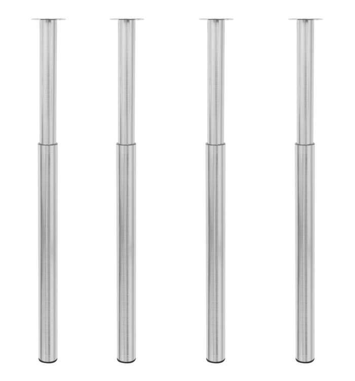 Pieds de table télescopiques 4 pcs Nickel brossé 710 mm-1100 mm | Mobilier & Déco