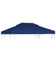 Toile supérieure de belvédère 2 niveaux 310 g/m² 4x3 m Bleu | Mobilier & Déco