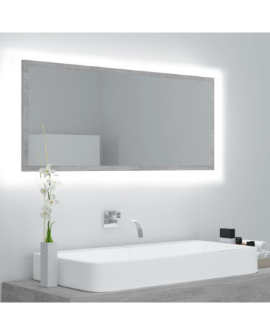 Miroir à LED de salle de bain Gris béton 100x8,5x37cm Acrylique | Mobilier & Déco
