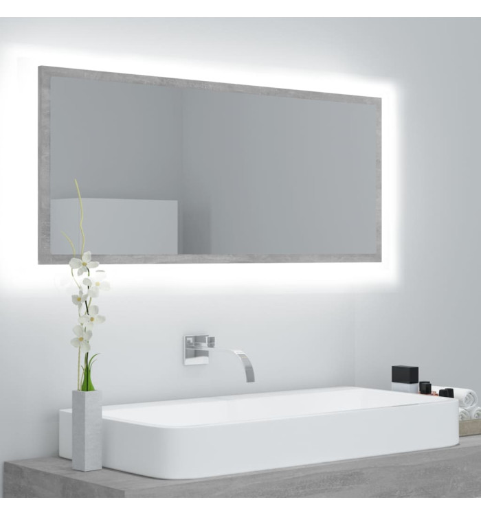 Miroir à LED de salle de bain Gris béton 100x8,5x37cm Acrylique | Mobilier & Déco