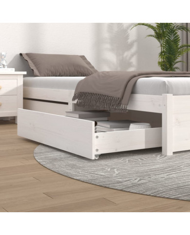 Tiroirs de lit 2 pcs blanc Bois de pin massif | Mobilier & Déco