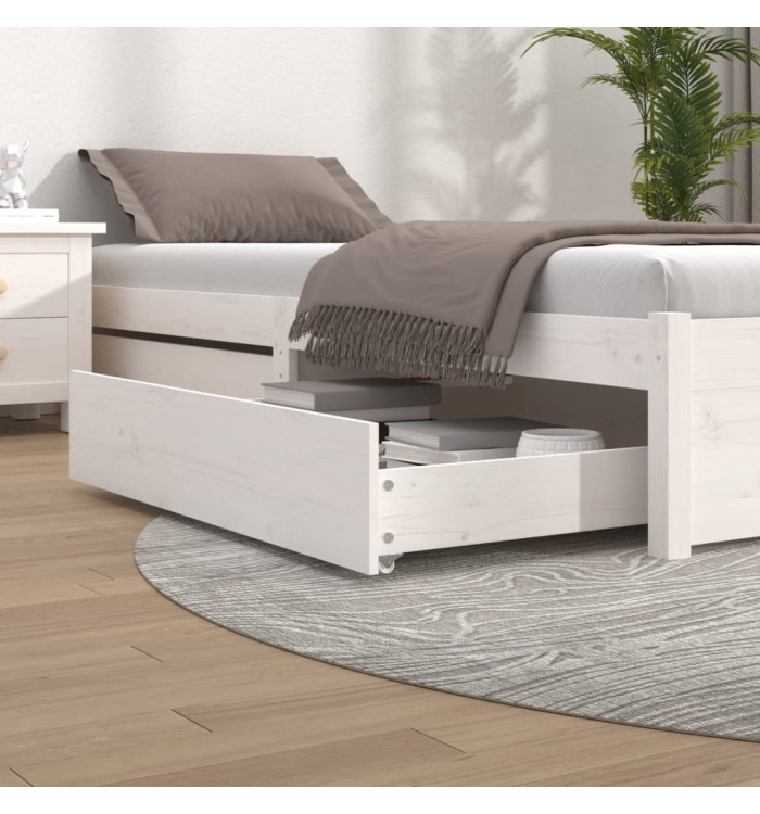 Tiroirs de lit 2 pcs blanc Bois de pin massif | Mobilier & Déco