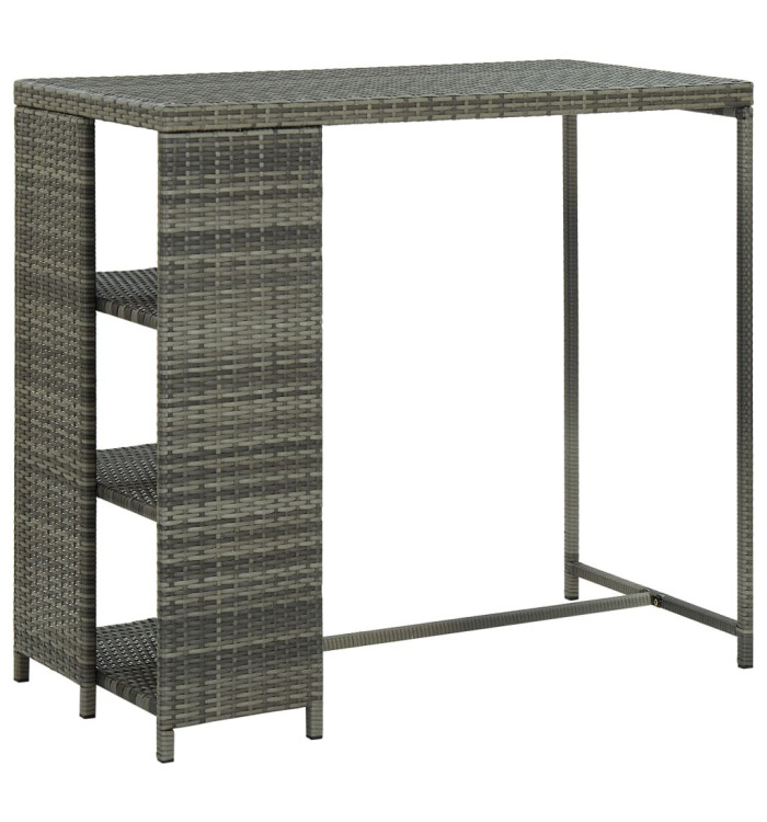 Table de bar avec rangement Gris 120x60x110 cm Résine tressée | Mobilier & Déco